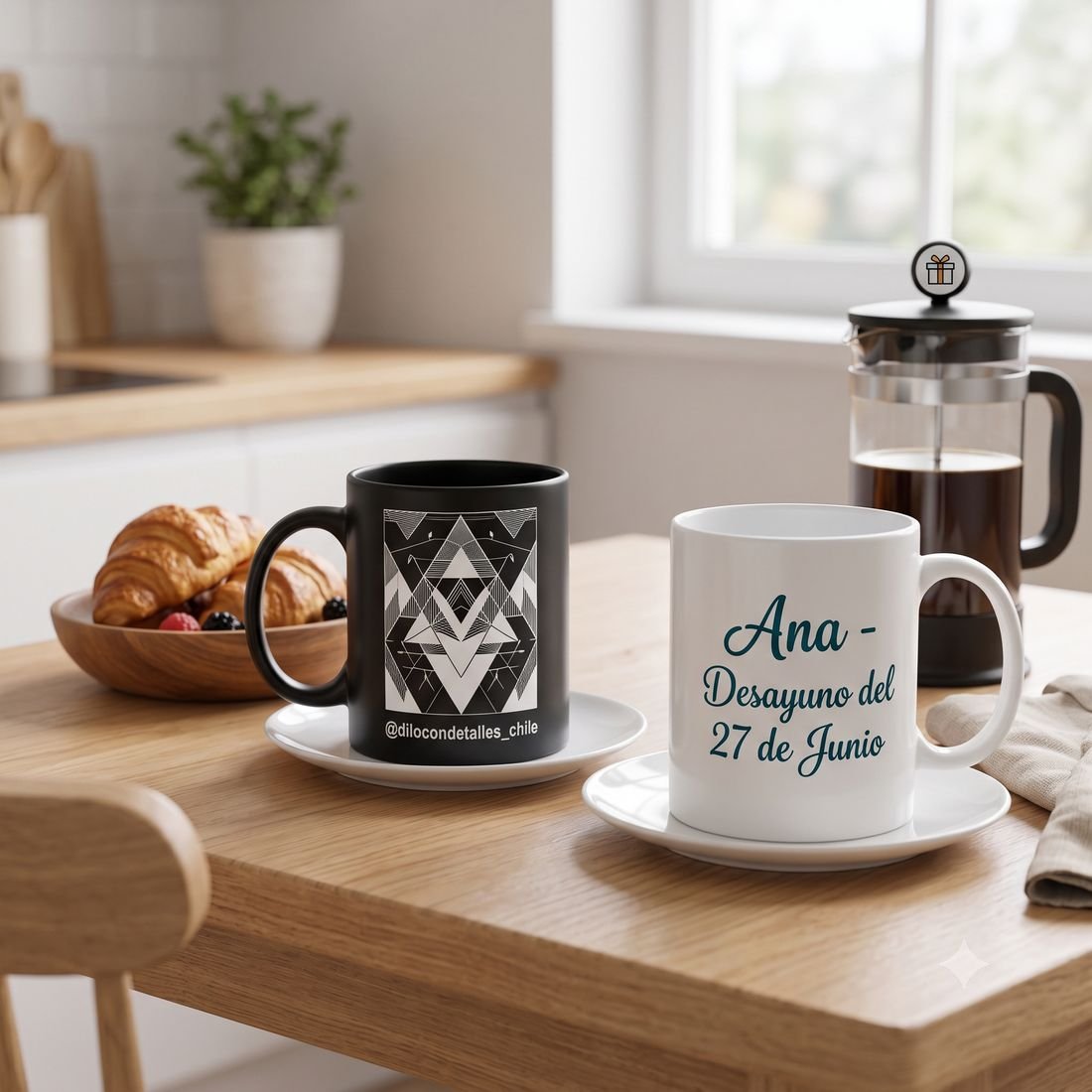 Taza personalizada con nombre en un desayuno especial